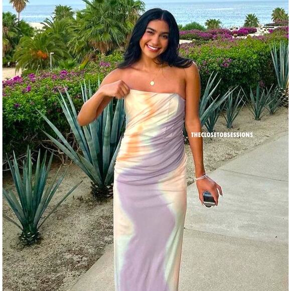 ZARA Ruched Midi Dress NWT | Strapless Multicolor | Size L - Picture 9 of 16